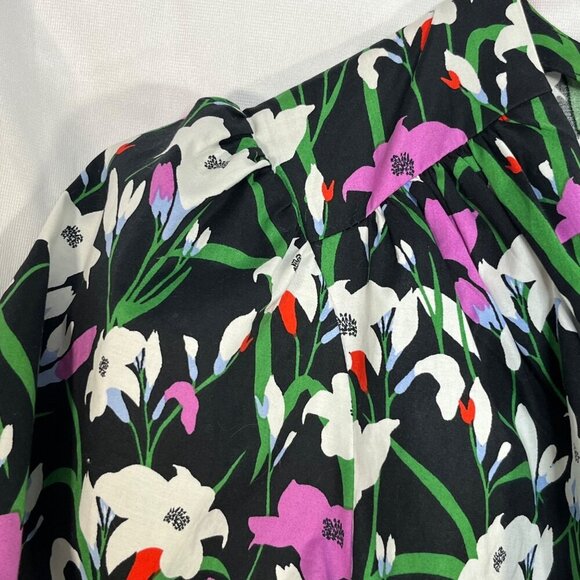 Veronica Beard Janis Ruched Floral Print Mini Dress Puff‎ Sleeves Size 8 - Picture 8 of 15